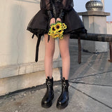 Advbridge Japanese Gothic Cool Girl Sleeve Thick-bottom Square Head Elastic Leather Martin Boots Lolita Boots Women Shoes Cosplay Loli