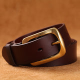 Advbridge Solid Brass Buckle Belt New Fashion Designer Belt High Quality Genuine Leather Belts For Men jeans Copper Pin Buckle Belt