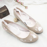 Advbridge Hand drawn bunny ancient style lolita low thick heel strap fairy fairy single shoes women  kawaii shoes cosplay loli women shoes