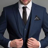 Advbridge Navy Blue Male Suits Slim fit Notched Lapel  Wedding Tuxedos 3 Piece Sets Tailor Made Business Mens Costume (Blazer+Pants+Vest)