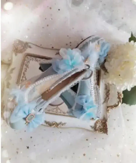 Advbridge kawaii girl tea party princess kawaii shoes pointed retro lace bowknot women shoes loli cosplay cos Japanese sweet lolita shoes