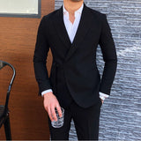 Advbridge New Design Slim Fit Men Suits 2 Piece Classic Groom Wedding Tuxedos Peak Lapel Groomsmen Formal Party Suits ( Blazer+Pants )