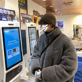 Advbridge Padded Jacket for Men Women Lamb Wool Stand-up Collar on Both Sides To Wear Personalized Bread Clothing Trend Winter Thick