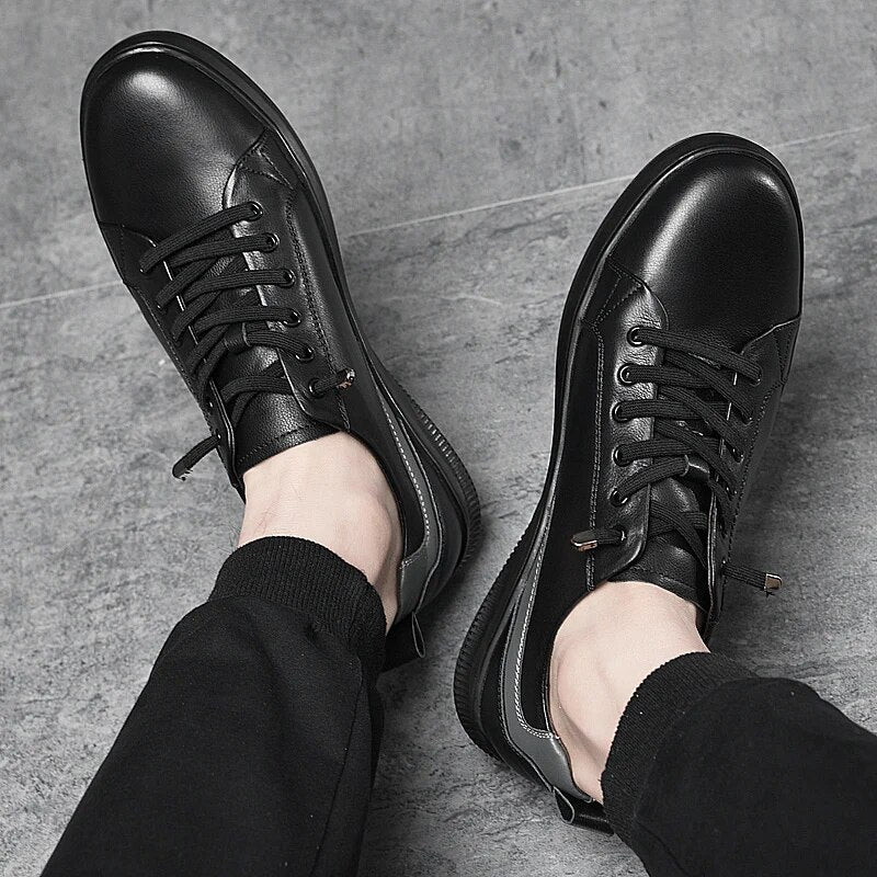 Advbridge New Genuine Leather  Men's Shoes Fashion Casual  Sneakers  Wild Flat Shoes  Lightweight Breathable Non-slip Board Shoe