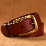 Advbridge Solid Brass Buckle Belt New Fashion Designer Belt High Quality Genuine Leather Belts For Men jeans Copper Pin Buckle Belt