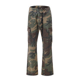 Advbridge Harajuku Men's Overalls Camouflage Casual Trumpet Trousers Loose Multi-pocket Streetwear Denim Hip Hop Flare Pants