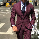 Advbridge Classy Wedding Tuxedos Suits Slim Fit Bridegroom For Men 3 Pieces Groomsmen Suit Male Cheap Formal Business  (Jacket+Vest+Pants）