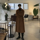 men fall outfits casual Winter Thickened Woolen Overcoat Men's Mid-Length Korean Style Loose Trendy Handsome over-the-Knee Trench Coat MX918-5155