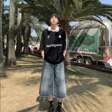 2024 fall fashion trends American Niche Frayed Design Jeans Men's Summer Straight Loose Casual All-Match Wide-Leg Cropped Pants
