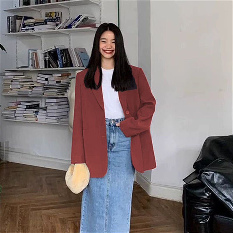 dti outfits 2024 Spring and Autumn New Gray Suit Jacket Women's Casual Temperament High Sense Fried Street Fashion Black Original
