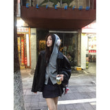 90s streetwear 2024 New High-Grade Black Lapel Leather Coat Women's Autumn Elegant Loose Motorcycle Jacket Top