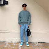 Advbridge winter outfits men Classic Logo round Neck Pullover Sweater Korean Style Solid Color Loose Long Sleeve Top for Men and Women