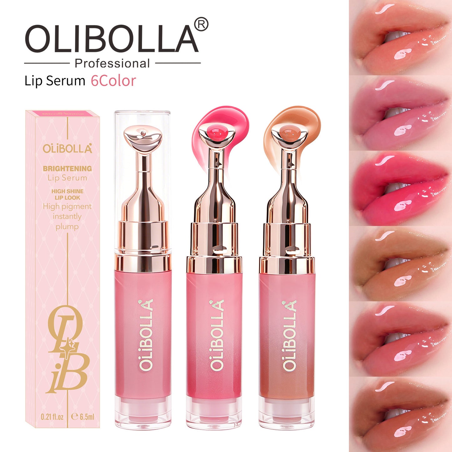 OLIBOLLA Mirror Gloss Lip Serum | Plumping & Hydrating with Metal Wand