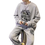 men fall outfits Waffle Youth Leisure Sports Suit Men's Spring and Autumn Sweater Sports Pants New Trendy Men's Two-Piece Suit