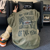 mens fall fashion American Retro Suede Sweater Autumn Loose Couple Versatile round Neck Long Sleeve Top Men