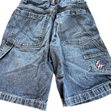 90s fashion men Personalized Graffiti Printed American Retro Street Denim Shorts Casual Loose Distressed Washed Half Pants