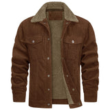 Advbridge Men‘s Wintern outfits mens winter fashion Men's Autumn and Winter Men's Long-Sleeved Lapel Corduroy Fleece-lined Jacket Coat Advbridge Men‘s Wintern outfits