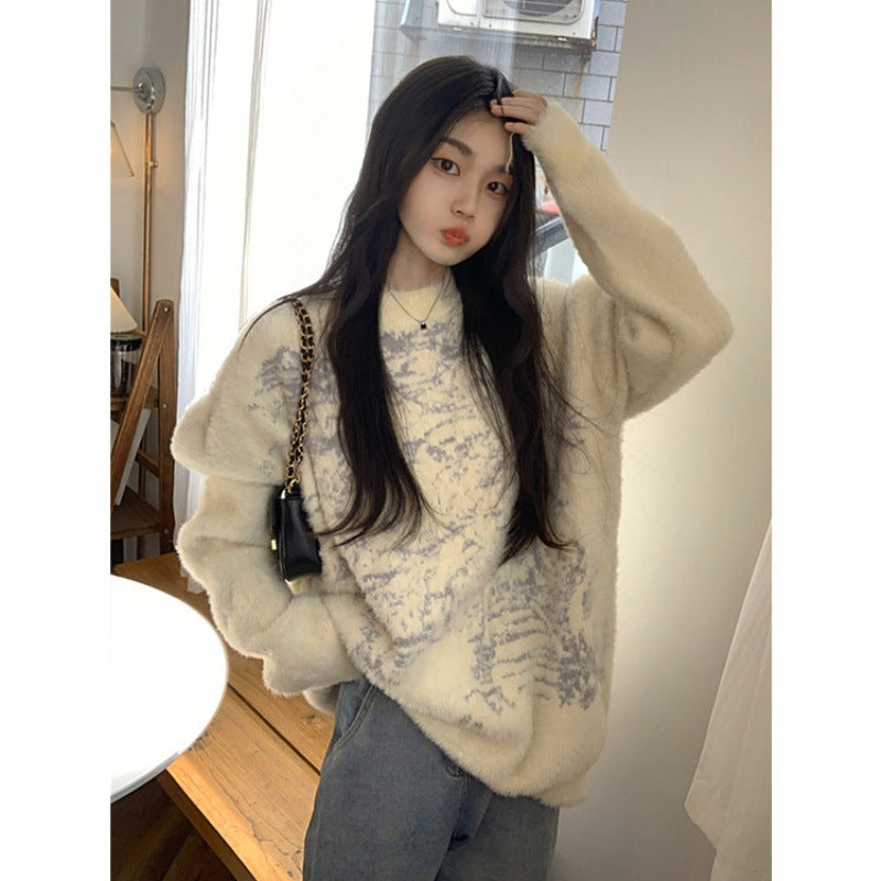 harajuku fashion dress to impress Korean Style Soft Glutinous Mink Wool Sweater Women's Autumn Gentle Style Sweater Loose High-Grade Top Thickened