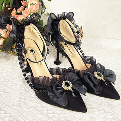 Advbridge Original Dark Gothic Lolita Tapered High Heels Big Bowknot Ladies Fashion Casual Anime Cosplay Japanese Style Lolita Women Shoes