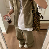 masc outfits American Retro Denim Jacket Men's Summer New Profile Design Waistcoat Loose Pants Suit