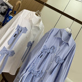 gothic dti High Quality Three-Dimensional Tie Bow Design Profile Cotton Sun Protection Shirt 2024 Autumn New