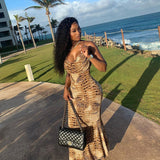 gold dress 2024 Summer New Women's Fashion Sling Sexy Backless Hip Bag Dress