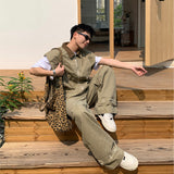 masc outfits American Retro Denim Jacket Men's Summer New Profile Design Waistcoat Loose Pants Suit