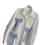 gothic dti High Quality Three-Dimensional Tie Bow Design Profile Cotton Sun Protection Shirt 2024 Autumn New
