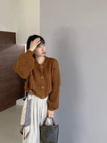 Fall Outfits Lazy Candy-Colored Short Sweater 2024 Autumn Korean Style Casual Fashion All-Match round Neck Top 