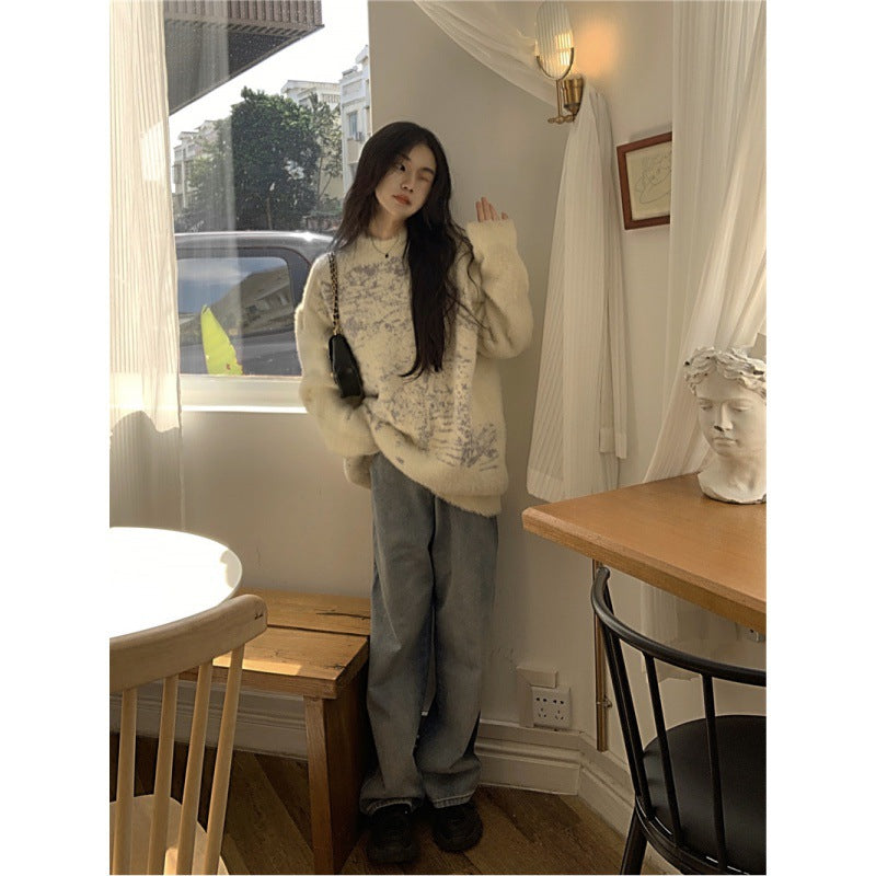 harajuku fashion dress to impress Korean Style Soft Glutinous Mink Wool Sweater Women's Autumn Gentle Style Sweater Loose High-Grade Top Thickened