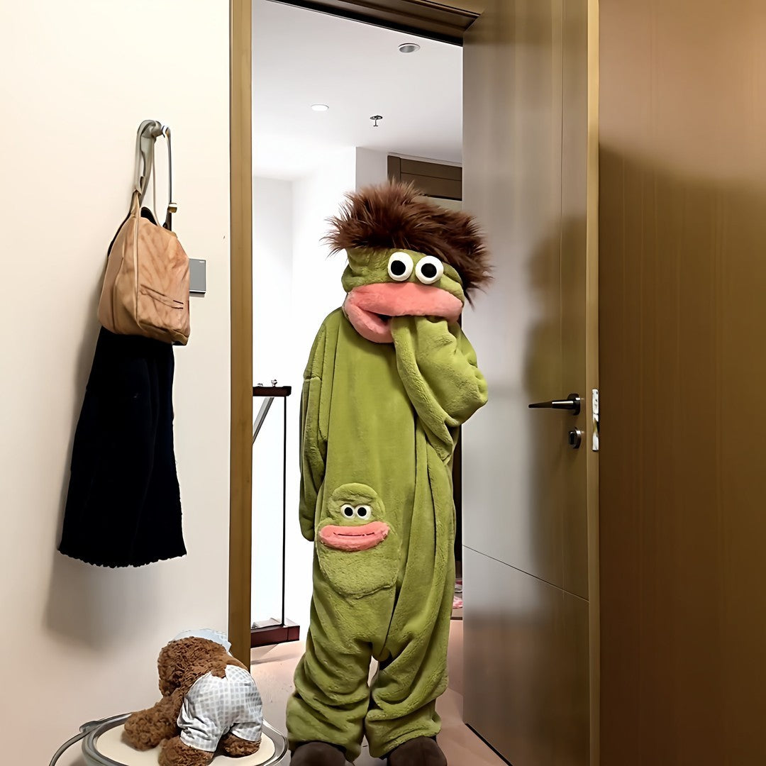 Funny Cartoon Monster Couples Fleece Pajama Set