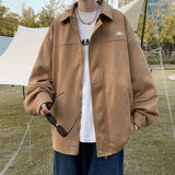 fall outfits 2024 Retro Jacket Men's Autumn and Winter Japanese Ins Trendy Top Loose High Street Student Solid Color All-Matching Workwear Jacket