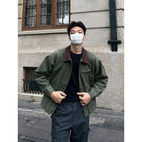 fall mens outfits American Retro Lapel Workwear Jacket Men's Spring and Autumn New Loose Top Pilot Detroit Coat