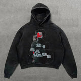 mens hoodies Autumn and Winter American Printed Zipper Sweater Coat