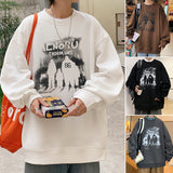 fall outfits men American Sweater Men's 2024 Spring and Autumn High Street Loose Youth Fashion Couple Wear Casual Student Top Fleece-lined
