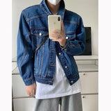 winter outfits men Light Blue Short Denim Coat Men's Spring and Autumn Retro High-Grade Ruan Handsome Jacket