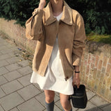 bomber jacket Ove * Take Short Suede Retro Korean Autumn Jacket High-Grade Women's Jacket Casual All-Matching