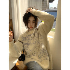 harajuku fashion dress to impress Korean Style Soft Glutinous Mink Wool Sweater Women's Autumn Gentle Style Sweater Loose High-Grade Top Thickened