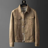 fall outfits men Suede Jacket Men's Spring and Autumn New Fashion Casual Handsome Slim Lapel Top Trendy All-Matching Coat