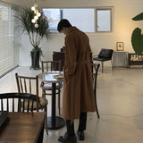 men fall outfits casual Winter Thickened Woolen Overcoat Men's Mid-Length Korean Style Loose Trendy Handsome over-the-Knee Trench Coat MX918-5155