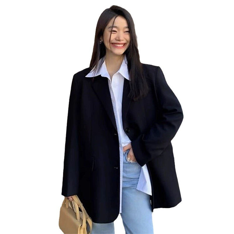 dti outfits 2024 Spring and Autumn New Gray Suit Jacket Women's Casual Temperament High Sense Fried Street Fashion Black Original
