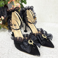 Advbridge Original Dark Gothic Lolita Tapered High Heels Big Bowknot Ladies Fashion Casual Anime Cosplay Japanese Style Lolita Women Shoes