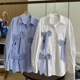 gothic dti High Quality Three-Dimensional Tie Bow Design Profile Cotton Sun Protection Shirt 2024 Autumn New