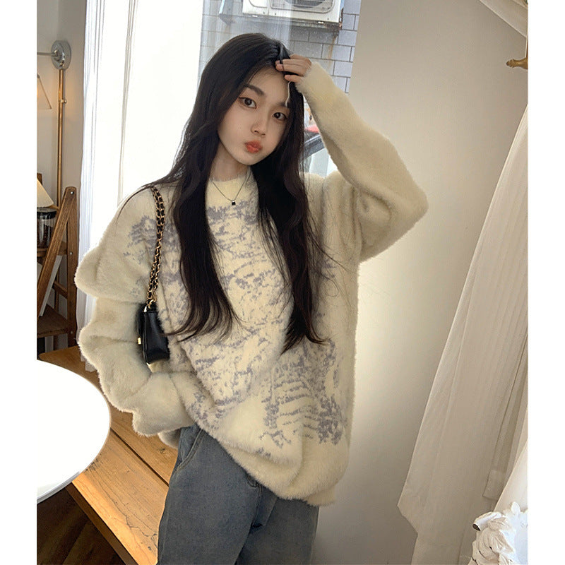 harajuku fashion dress to impress Korean Style Soft Glutinous Mink Wool Sweater Women's Autumn Gentle Style Sweater Loose High-Grade Top Thickened