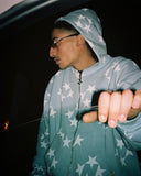 90s streetwear Star Print Hooded Cardigan Zipper Loose Men's and Women's Fashion Brand Sweater Coat FN