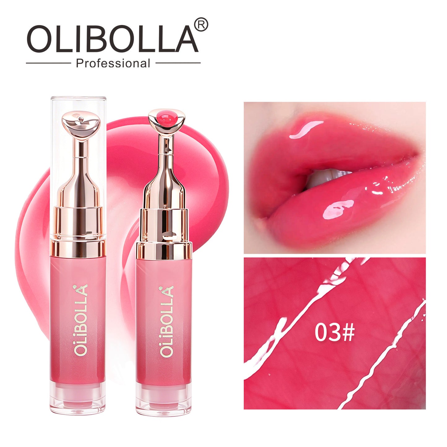 OLIBOLLA Mirror Gloss Lip Serum | Plumping & Hydrating with Metal Wand