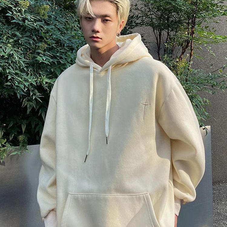 mens fall outfits Solid Color Sweater Suit Men's Hooded Loose Spring and Autumn Korean Style Couple Ins Trendy All-Matching Coat Hong Kong Style Clothes