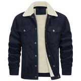 Advbridge Men‘s Wintern outfits mens winter fashion Men's Autumn and Winter Men's Long-Sleeved Lapel Corduroy Fleece-lined Jacket Coat Advbridge Men‘s Wintern outfits