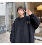mens fall fashion Sweater Men's Autumn New Versatile Loose Casual Pullover Suede Coat