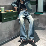 masc outfits Retro Jeans Men's Spring and Autumn New American Loose Design Straight Pants All-Match Wide-Leg Trousers